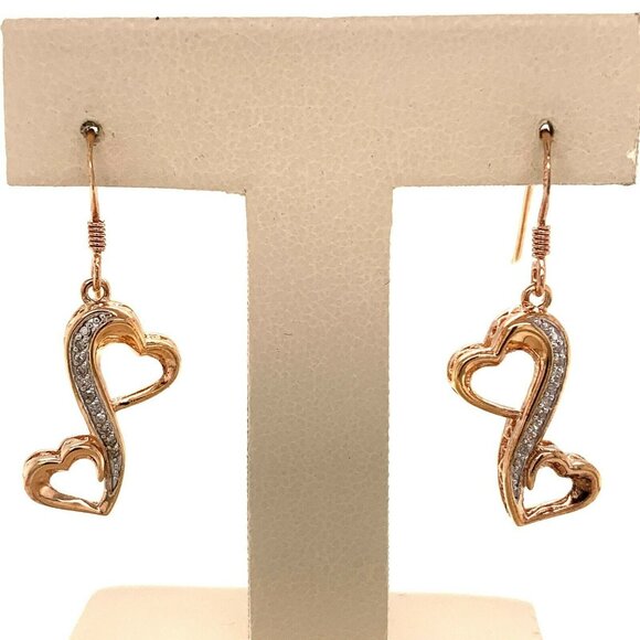 3 PC Sterling w/ Rose Gold Plate & .18ctw Diamond Heart Necklace/Earrings 134 - Picture 7 of 10